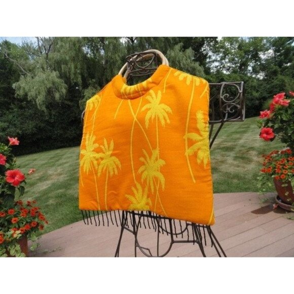 Vtg CZ Cover Up Sequined Dress & Beaded Purse Orange Yellow Blue Sequined Parrot - Picture 8 of 10
